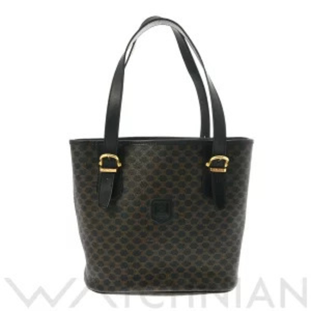 Celine Macadam Black Brown Leather Tote Bag